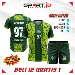Jersey Olahraga Green Force Camouflage Edition Custom Sport Modern untuk Futsal Sepak Bola Voli Basket dan Berbagai Cabang Olahraga Bahan Premium Full Printing Size Lengkap S-5XL