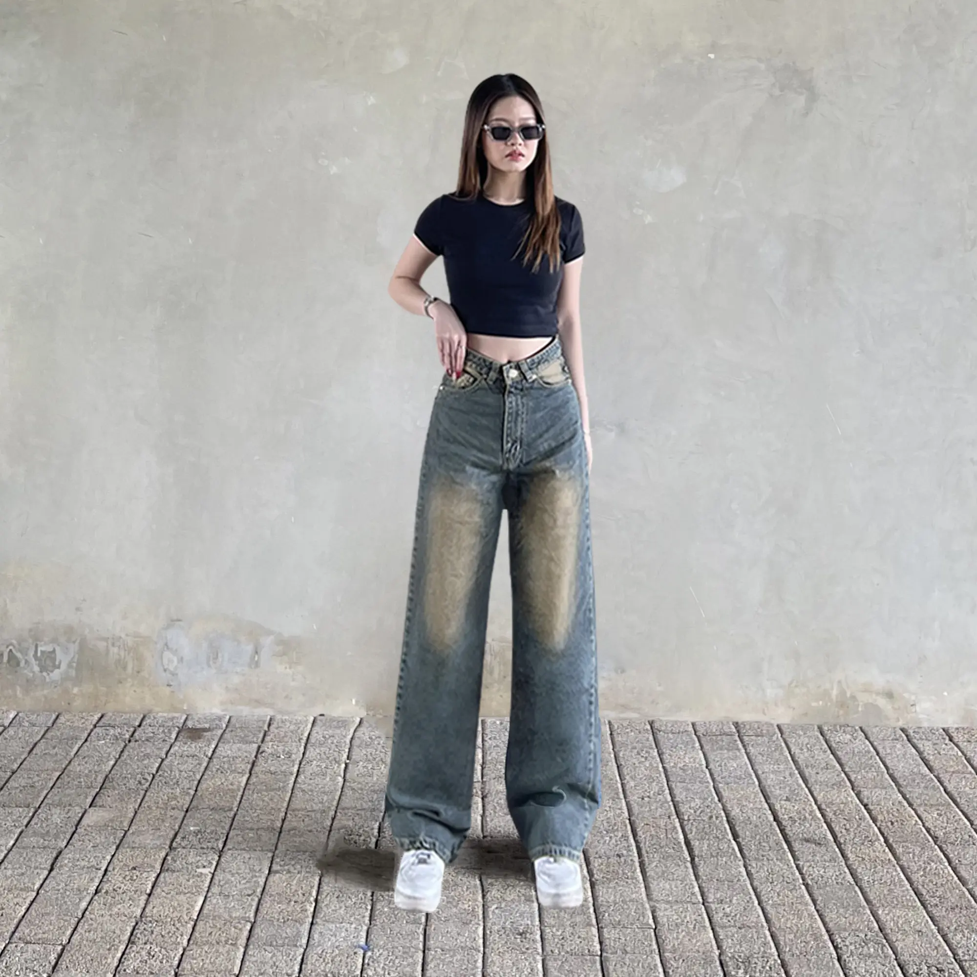 WAUW - ALL NEW VILLAIN Highwaist BaggyJeans - Retro Latte 2362
