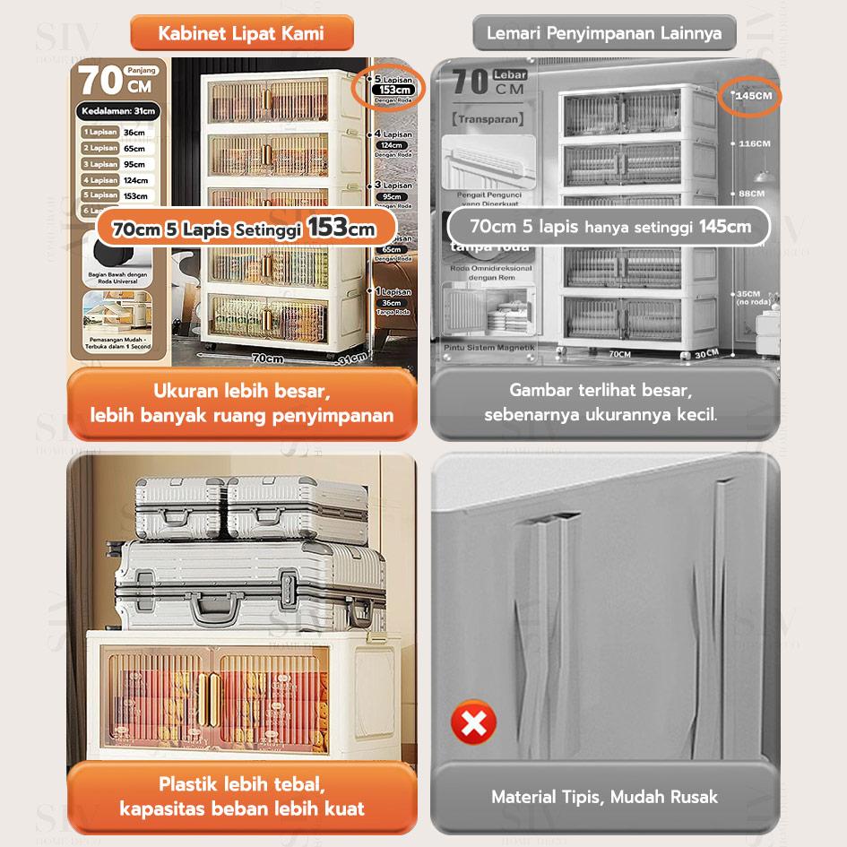 【Promo Buka Toko】Starke 60cm Lemari Plastik Susun Besar Lemari Plastik  Lipat Penyimpanan Serbaguna Furniture (3/4/5/6 Susun)