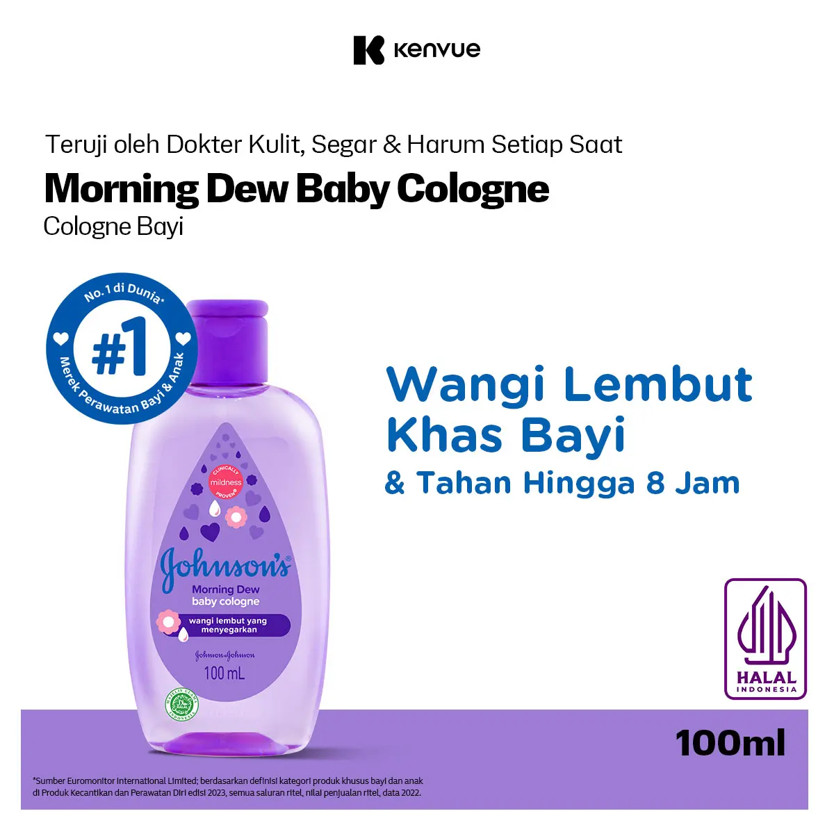 JOHNSON'S Morning Dew Baby Cologne - Minyak Wangi Bayi 100 ml Aman Untuk Kulit