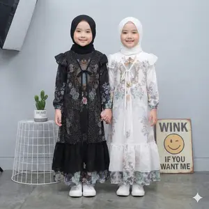 Nazella Gamis Arabel Sultan Babydoll Premium Mix Chantily Model Free Hijab Segi Empat Baju Muslim Anak Perempuan Usia 3-13 Tahun Bahan Kekinian untuk Lebaran dan Sehari-hari Size 3-4 hingga 21/24