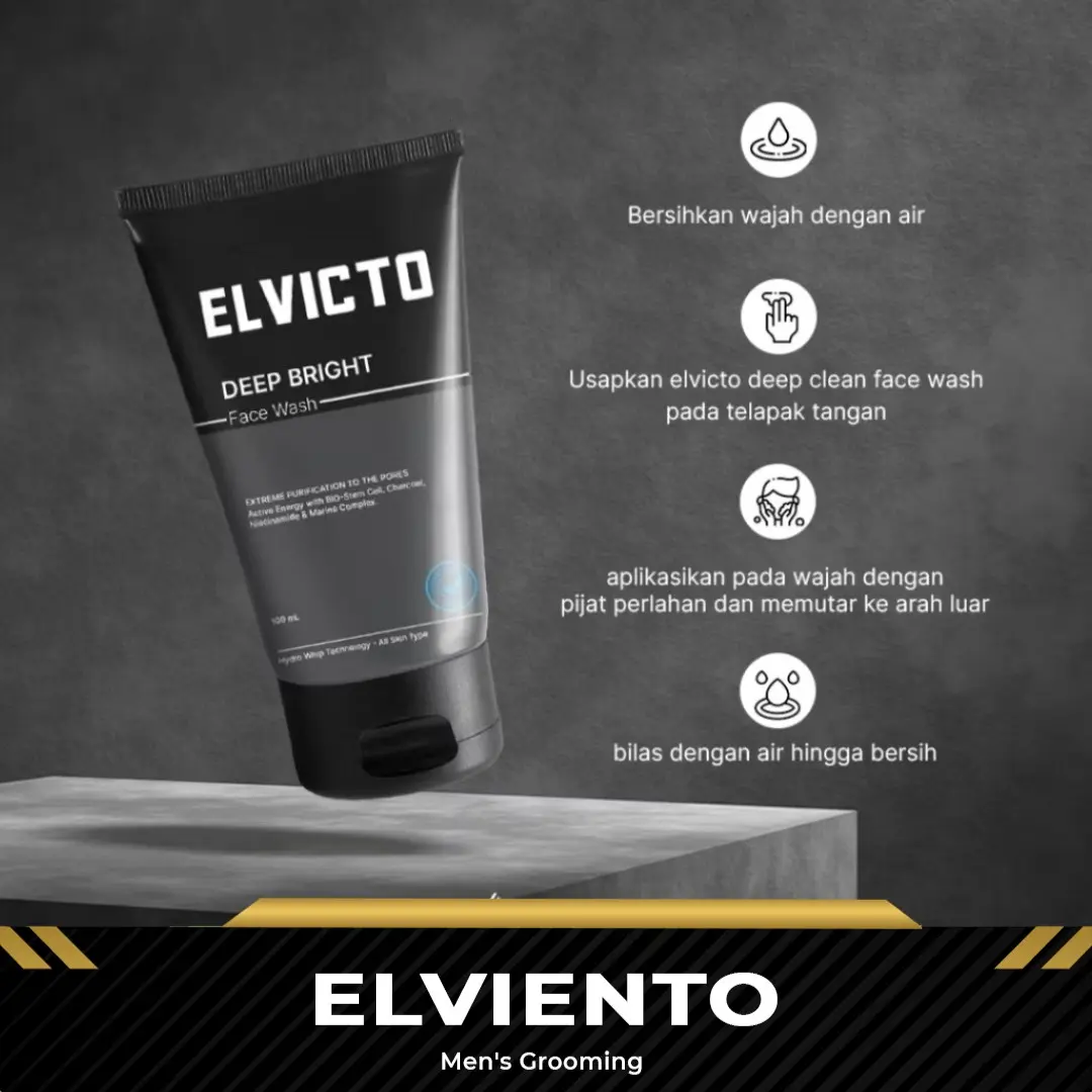 Elvicto Deep Bright Face Wash 100ml,  Membersihkan Kulit  Berminyak, Mencerahkan Perawatan Facewash