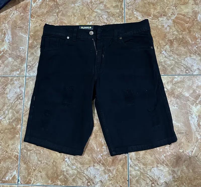 Celana Jeans Pendek Pria Sobek Bahan Jeans Non Strit Premium Tebal Tidak Melar Model Kekinian Terbaru - Harga Termurah Jumbo Ready 65 kg 2