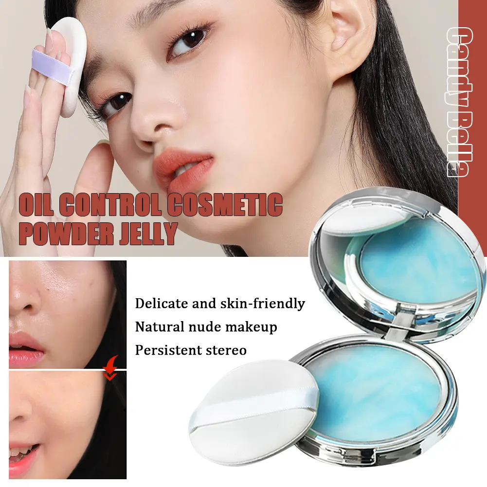 The Blue Sky Oil Control Long-lasting Powder Cake With Powder Puff Makeup Powder Waterproof Wet And Dry Face Powder