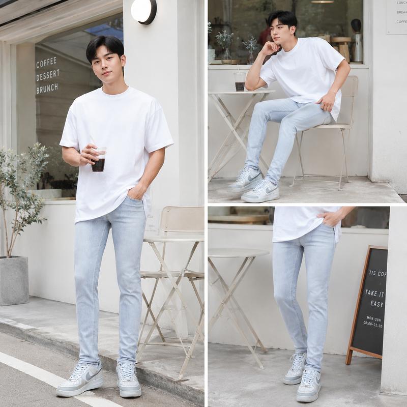 Quần Jean Nam Skinny Fit Xanh Nhạt Wash Bạc PT Jean, Dáng Ôm Tôn Dáng, Phong Cách Thời Trang Nam Hiện Đại 056