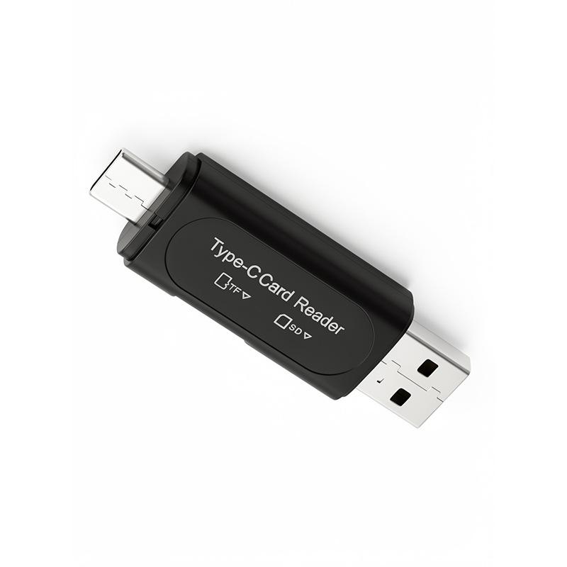 Đầu đọc thẻ nhớ đa năng 2 trong 1 USB‑C và USB‑A, hỗ trợ OTG tốc độ cao, dùng cho điện thoại, laptop và camera hành trình trên ô tô, thiết kế nhỏ gọn