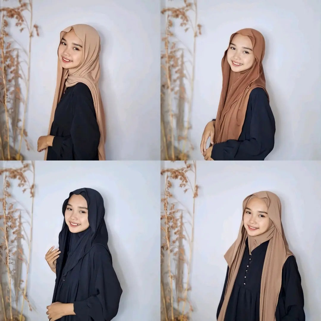 PASMINA INNER JERSEY NUTUP LEHER Jilbab Oval Instan Pashmina Muslim