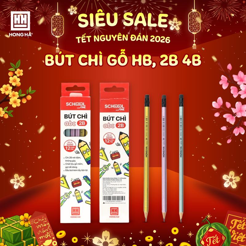  Hồng Hà bút chì gỗ HB 2B 4B nhiều màu dành cho học sinh sinh viên người đi làm 
