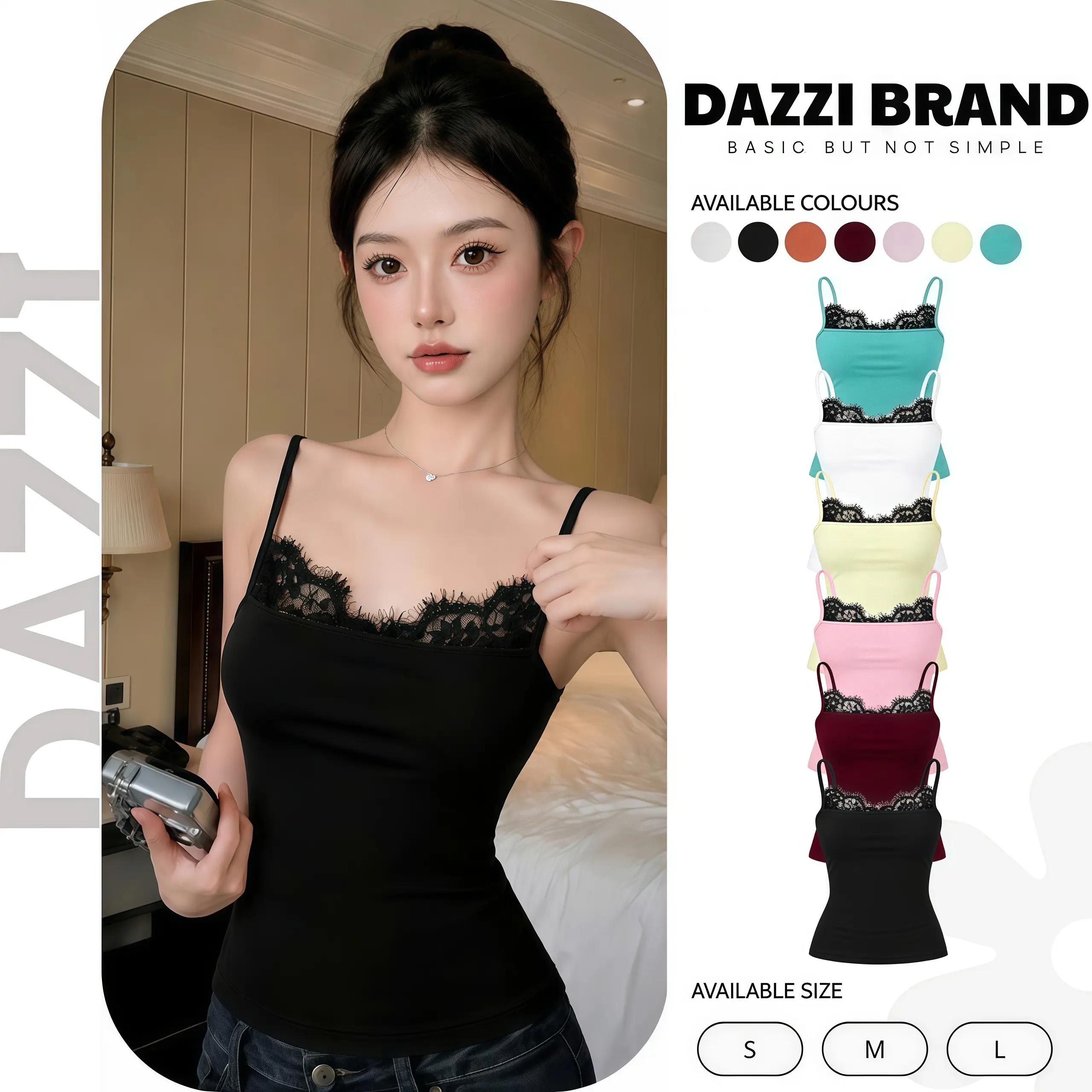 [TIFFANY BLUE MÀU MỚI] Áo 2 dây phối ren chất cotton DAZZI women A088