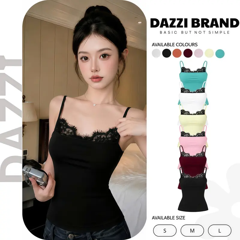 [TIFFANY BLUE MÀU MỚI] Áo 2 dây phối ren chất cotton DAZZI women A088 | BigBuy360 - bigbuy360.vn