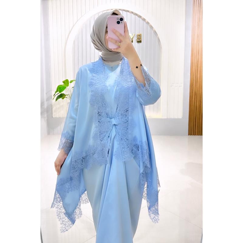 Product Introduction of SET OUTER FUJI dress lebaran/ kodangan pesta termurahhh baju kondangan kekinian baju one set outer set brukat mewah wanita baju bridesmaid wanita Muslim Panjang Gamis Setelan 4