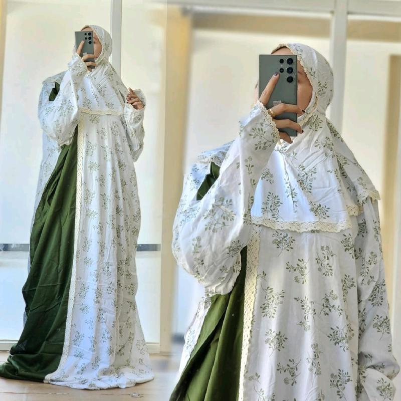 Mukena Namira️ WHITE SERIES Original Branded by Al-Adawiyah |  Rayon Motif Cantik Terusan  Mukenah Dewasa Muslim 4