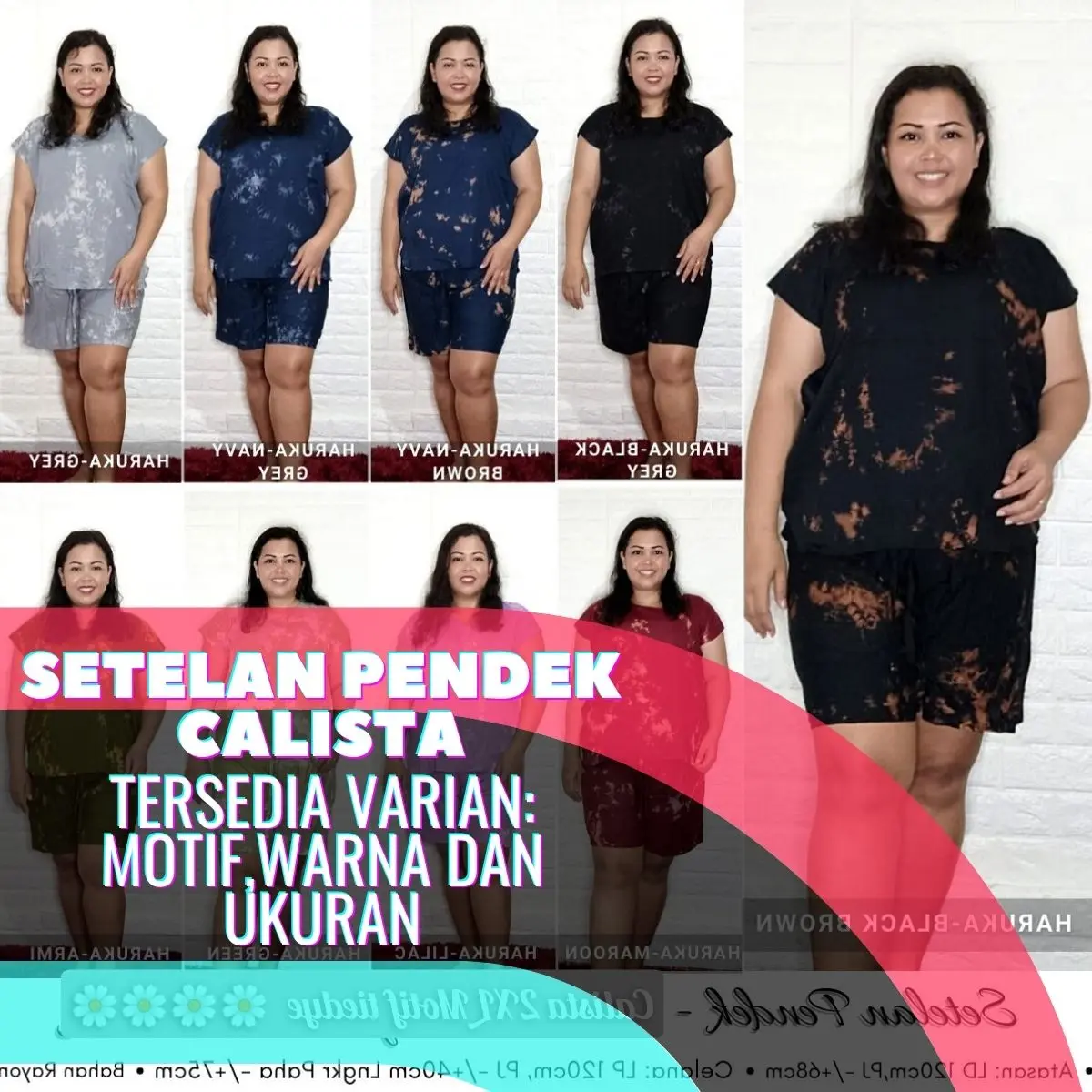 SETELAN PENDEK CALISTA POLOS DAN TIEDYE -ONE SET CELNA PNDEK ATSAN PNDEK BEST RAYON BALI Atasan Celana Motif Panjang