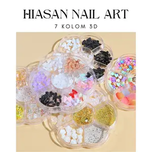 HIASAN 7KOLOM  SMALL NAIL BOW RESIN 3D MIX NAILART RESIN MIX COLOR PEARL NAILART CHARMS GOLD HARDWARE