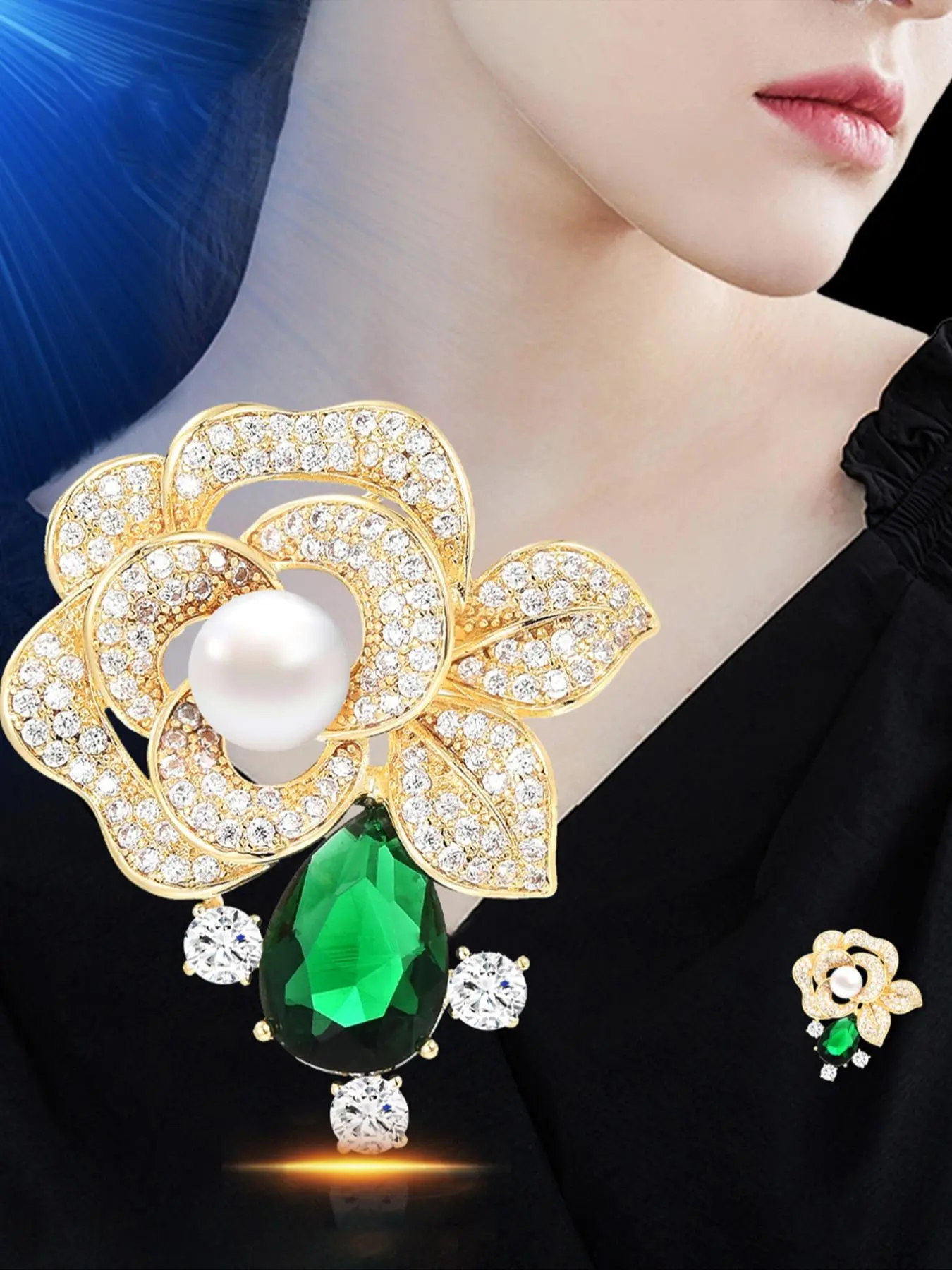 Elegant Flower Design Brooch, Artificial Zircon Decor Brooch Pin, Fashion Accessories for Women & Girls, Trendy All-match & Exquisite Brooch for Birthday Gift
