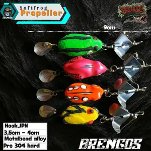 Umpan Kodok Propeller Anti Nyangkut – Soft Frog Lure Topwater untuk Casting Gabus & Predator Mancing