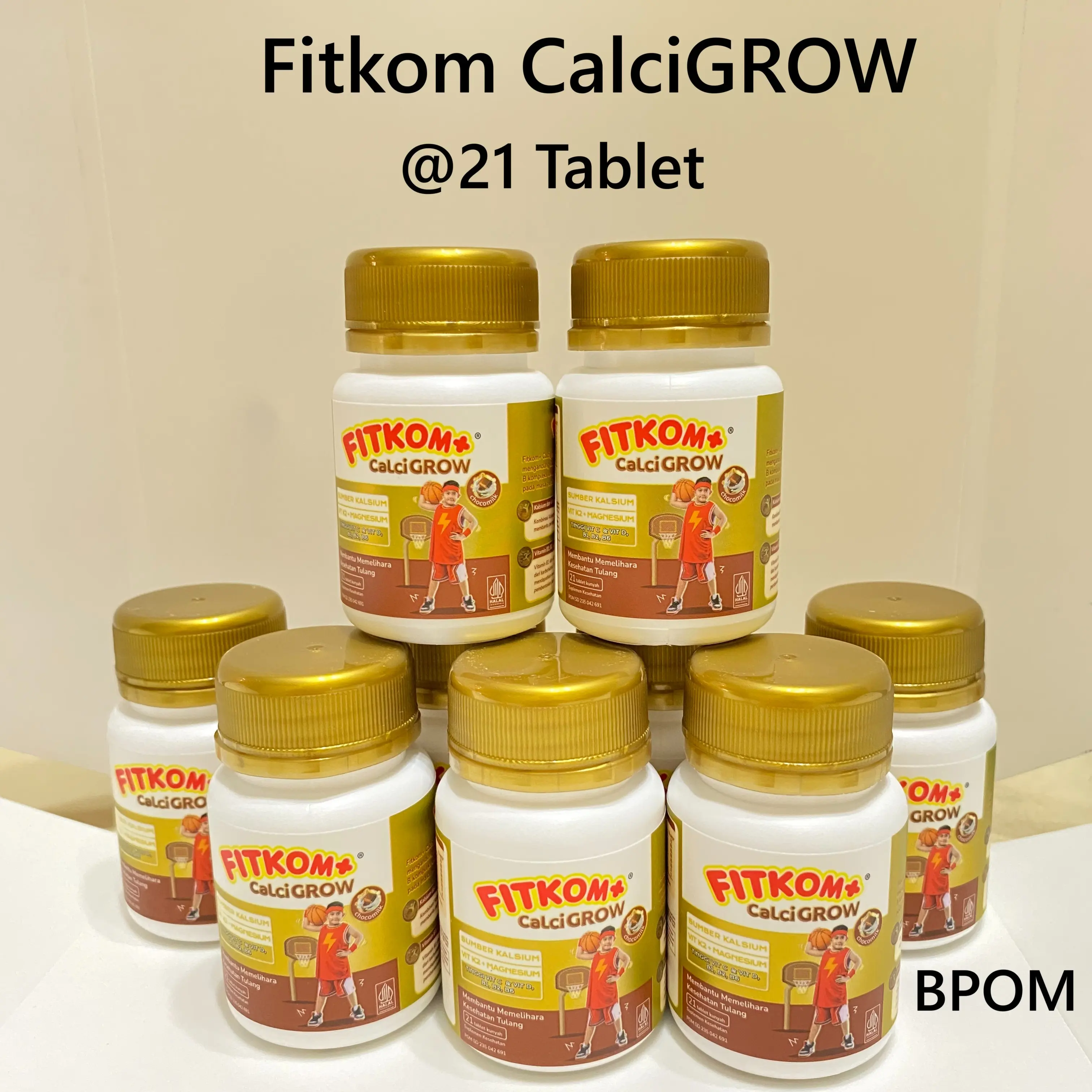 Fitkom CalciGROW Tablet Hisap Vitamin Tinggi Badan Rasa Cokelat