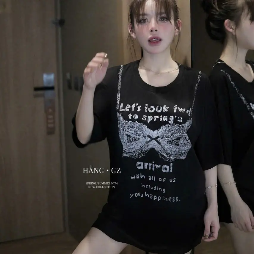 Áo thun nữ cổ tròn tay ngắn cotton FROM rộng cực xinh 5.5