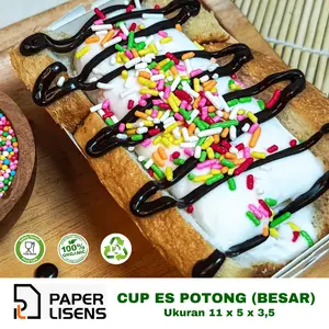 (100 pcs) Kotak Es Potong Roti (BESAR) / Kotak Es Krim Potong/ Kotak Snack kekinian / Paper tray Dine in
