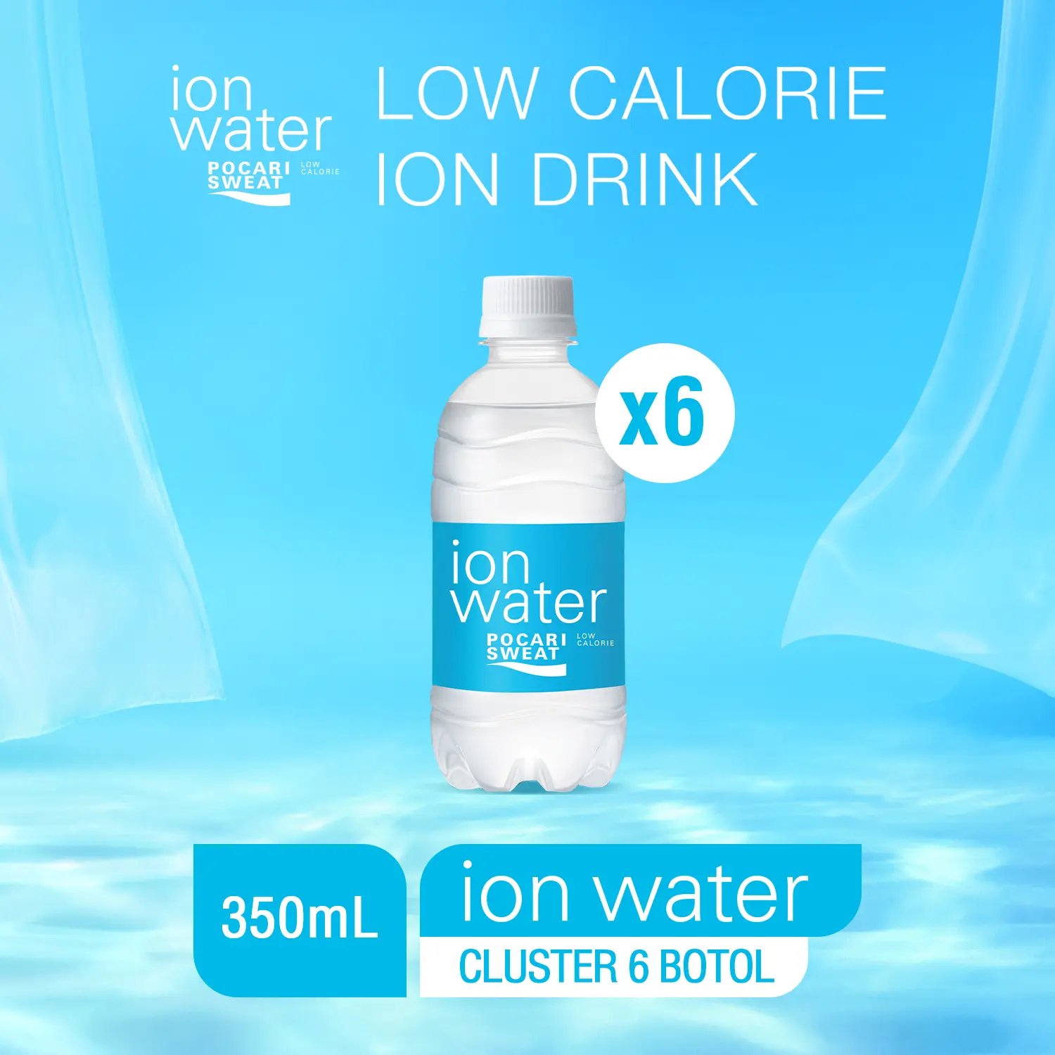 ION WATER PET 350 ml Cluster Pack isi 6 Botol