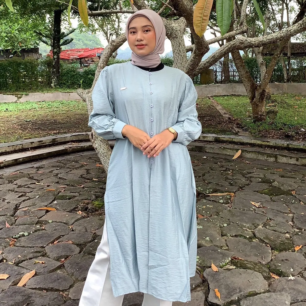 By deeja - Long Tunik Polo Linen Polos Premium | Tunik Jumbo | Tunic Allsize cantik outfit raya series 2025