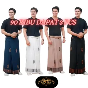 TERLARIS 3pcs Sarung Batik Dewasa Sarang Tawon Katun Super Viral Kekinian Motif Sarwon Muslim Pria Hitam Nyaman Santri
