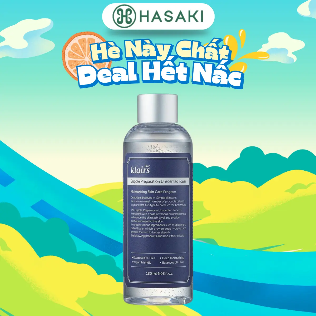 Nước Hoa Hồng Klairs Không Mùi Cho Da Nhạy Cảm 180ml Supple Preparation Unscented Toner | HASAKI BEAUTY
