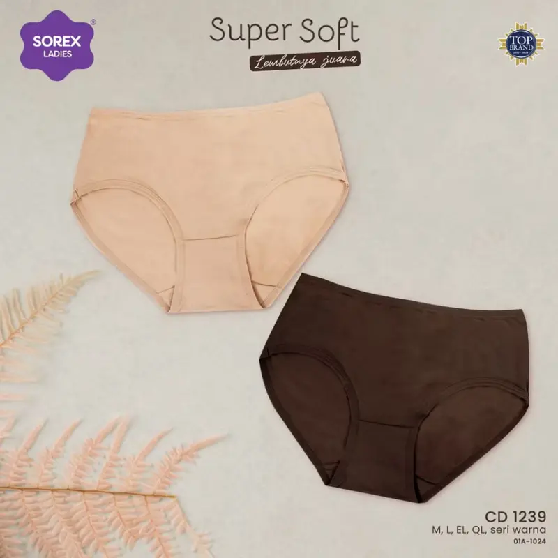 Isi (3, 6, 12pcs) CD Sorex 1239 Celana Dalam Wanita Super Soft Lembut Cutting Midi 3