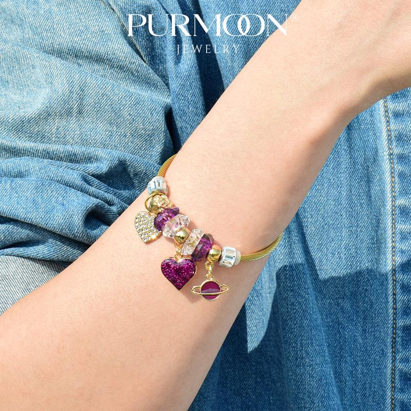 Product Introduction of Purmoon Bracelet Adjustable Girls Women's Bracelet Lucky Charm Bangles, Heart, Key, Butterfly, Tree Of Life, Clover, Animals And Ather Styles, Suitable For Christmas, Party Gifts, Memorial Gifts (Optional Gift Box) 17