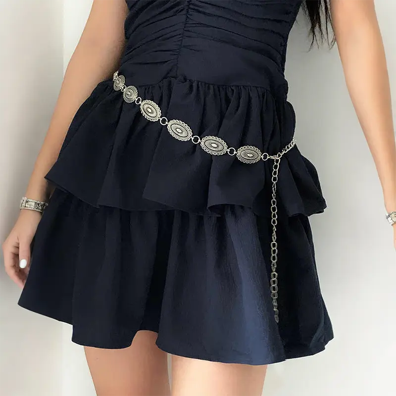 Dây Chuyền Đeo Hông, Bạc, Phong Cách Bohemian Và Cổ Điển, Phụ Kiện Kim Loại, Đầm Dễ Phối Đồ Thắt Lưng Mùa Hè Mới 2025, Sang Trọng Và Đơn Giản thắt  lưng  đính  đá  nữ 2