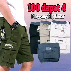 celana cargo pendek (100 dapat 4) seris semua warna. celana cargo katun, cargo pendek pria, casual, chinos, santai, Shorts, twill celana cowok pendek pria