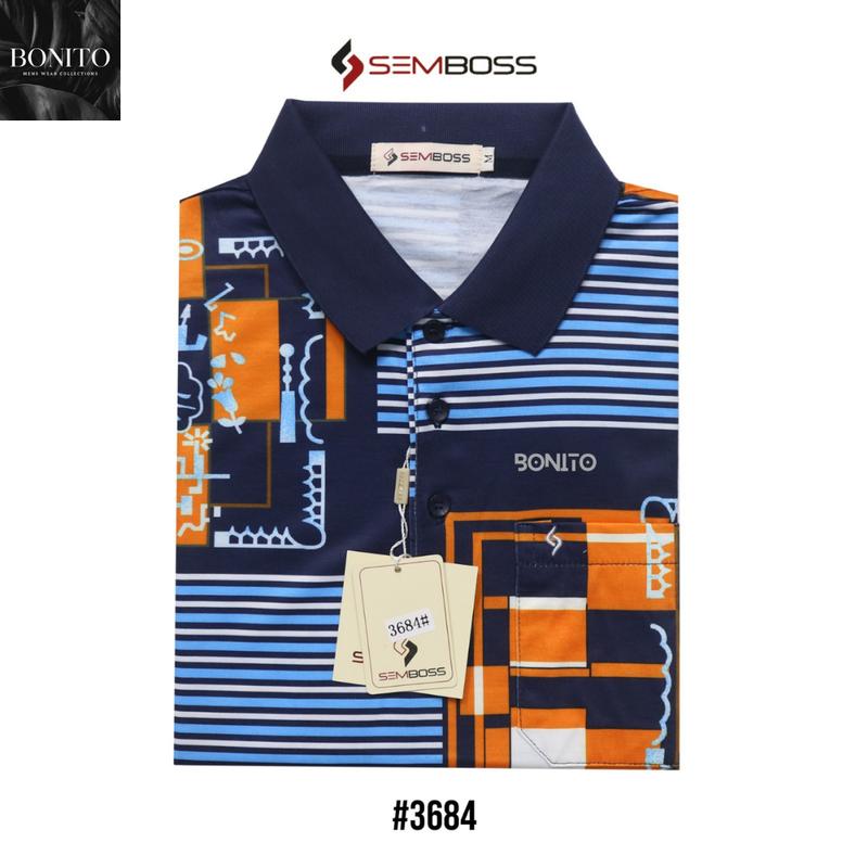 KAOS KATUN PRIA KERAH WANGKI SEMBOSS BAHAN KATUN, BAHAN LEMBUT, DAN ADEM 3684 KAOS LENGAN PENDEK Polo Baju 7