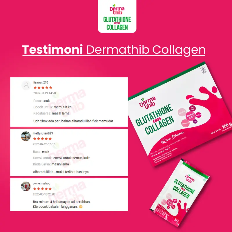 Dermathib - Glutation Plus Collagen Drink Whitening Booster Minuman Serbuk Pemutih Badan isi 10 sachet 7