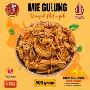 Mie Gulung Kemasan 500gr (Camilan) Jago Ngemil Mie Gulung Pedas Daun Jeruk Mie Gulung Original Daun Jeruk Cemilan Pedas Jajan Viral Food Noodles Instan