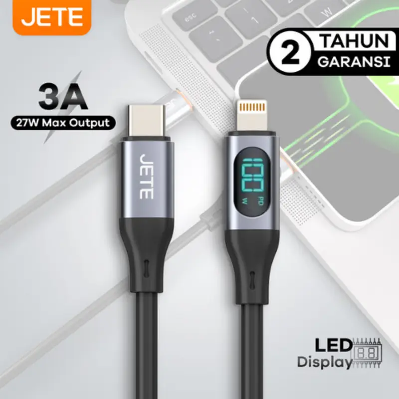 JETE Kabel Data CX13 USB TYPE-C to Iphone LED Indicator Norton Bali Smartphone 1