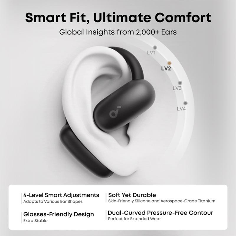 Soundcore by Anker AeroFit 2 OWS Open Ear Earbuds Hi-Res Wireless Audio LDAC AI Translation Clear Calls IP55 with Wireless Charging - A3874 3