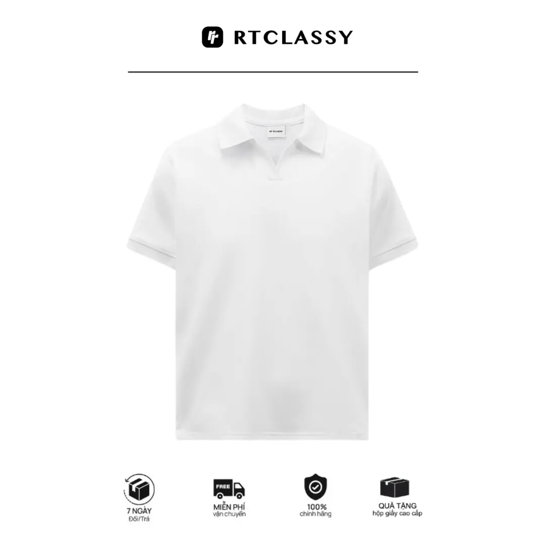 Áo Polo Cổ V RTCLASSY Vải Cotton Dệt Chéo Dày Dặn Form Regular Trẻ Trung | BigBuy360 - bigbuy360.vn