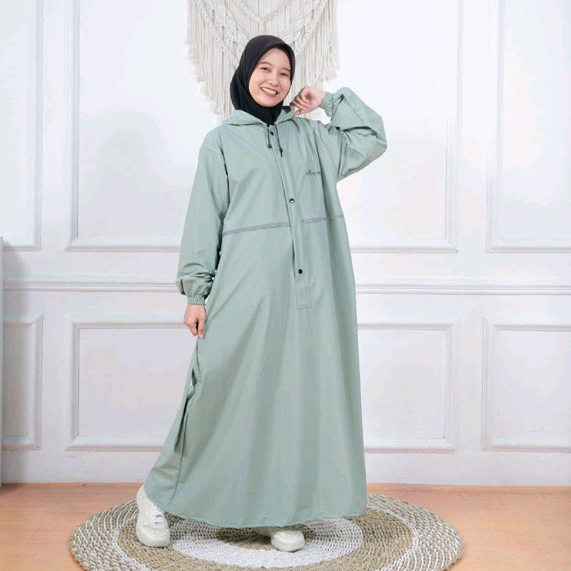 Jas Hujan Kain Gamis Wanita Dewasa Muslimah Bahan PVC Premium Anti Rembes Elastis Lembut Terbaik by Axioma 1