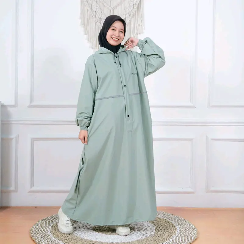 Jas Hujan Kain Gamis WANITA Dewasa Muslimah Bahan PVC Premium Anti Rembes Elastis Lembut Terbaik by Axioma Remaja 0