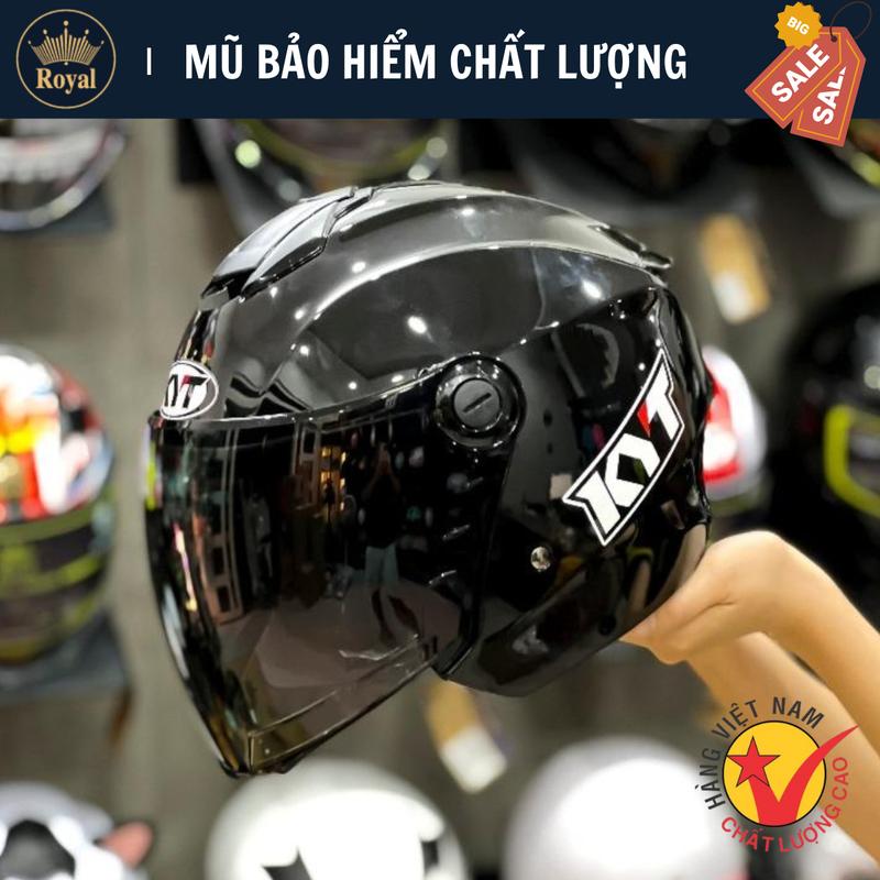 Royal Mũ Bảo Hiểm 3 4 XH01 Đen Bóng - Đẳng Cấp Sang Trọng & An Toàn - Size M L XL - Tem KYT - Bảo Hành 12 Tháng