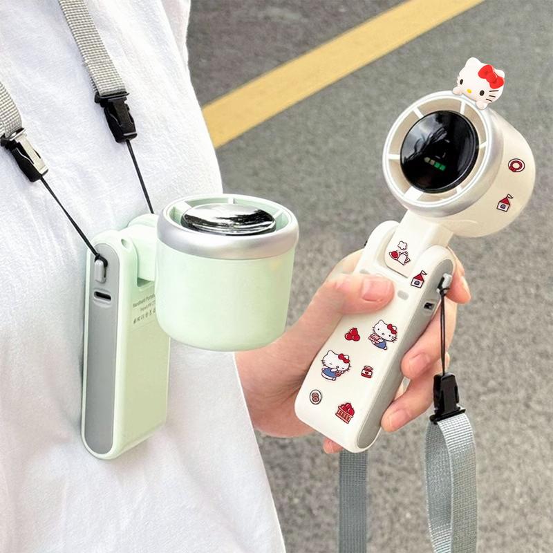 Quạt cầm tay Hello Kitty 2025 - Quạt cầm tay Turbo không cánh - Làm mát siêu tốc, pin 4-8h, sạc nhanh USB-C, êm 25dB - Dùng cho văn phòng/ktx/du lịch - Tặng kèm dây đeo máy  quạt  cầm  tay  mini