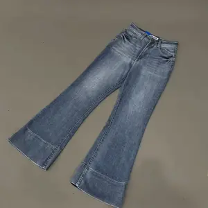 Higwaist Cutbray Jeans Wanita Lipat Lebar Celana Panjang Highwaist Stretch Kekinian Model Flared Premium Cewek Bahan Jeans Melar