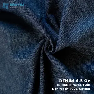 Bahan Blue Jeans 4,5 Oz / Kain Denim Tipis / Kain Kemeja Denim Biru - 0,5 YARD (45 cm)