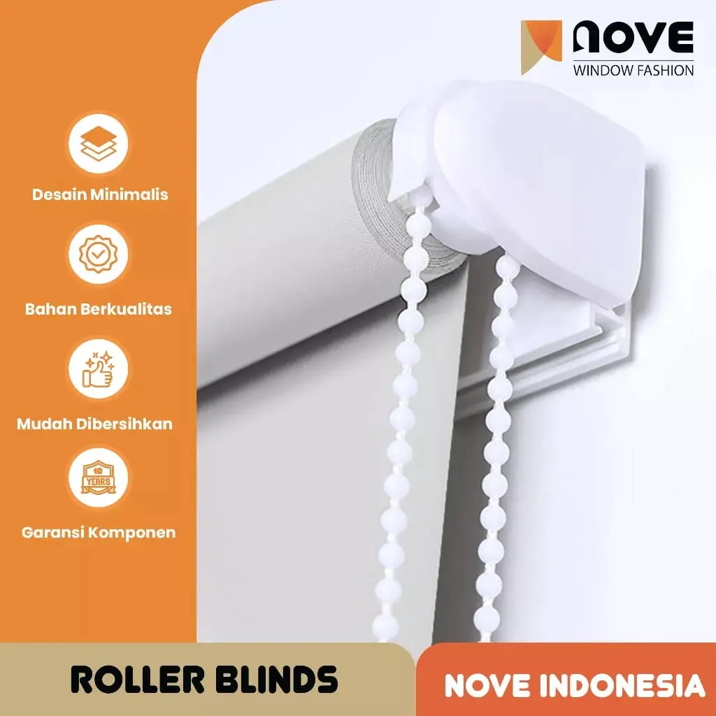 Nove ROLLER BLIND INDOOR BLACKOUT 100% COATING - TIRAI GULUNG Jendela Curtain