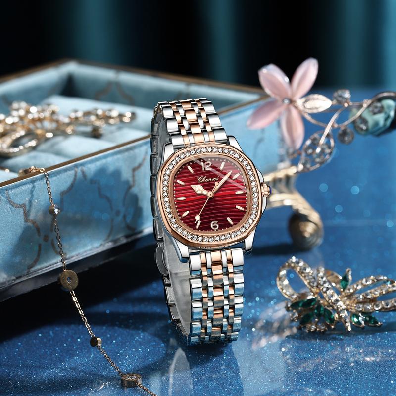 Đồng hồ nữ viền đính đá cao cấp đẹp và sang trọng, kính tinh thể sapphire chống xước, chống nước 3ATM