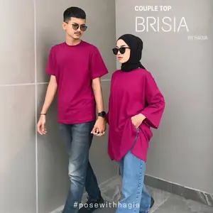 Brisia Couple by Hagia | Sudah Couple Kaos oversize dan Kaos pria bahan cotton combed super nyaman - baju couple pasangan - baju couple - familymatchingset -kaos couple pasangan Polos