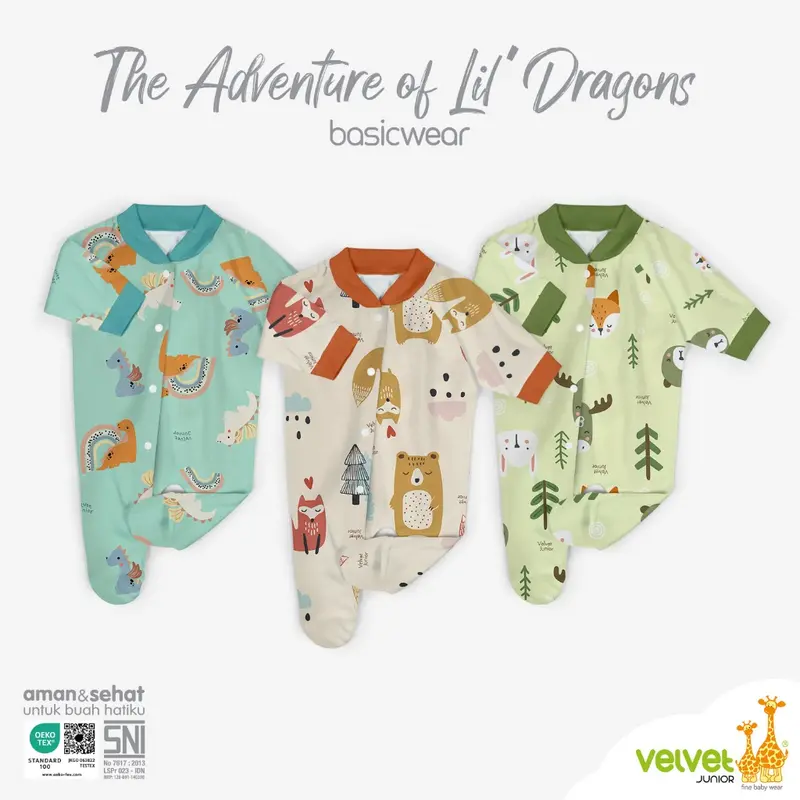 Velvet Junior Jumper Bayi Sleepsuit Oblong - Size Newborn 0-3 Bulan Basic Wear 2
