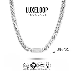 1 Set Kalung Dan Gelang Fashion Bisa Ukir Nama Titanium Anti Karat Hiqh Quality Stainless Silver
