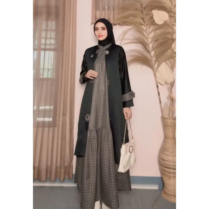 Parayou ~ Marwah Series Lebaran  Set Inner dan Outer Couple Baju Koko Free Hijab PollyCatoon Gamis Pasangan Sarimbit 8