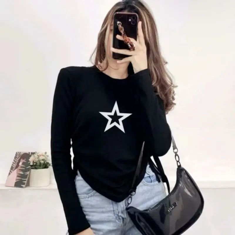 Longsleeve Atasan Wanita Serut STAR BINTANG (LD 88, P 52)